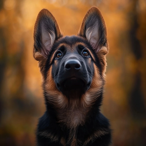 德牧幼犬鞍色黑嘴直视