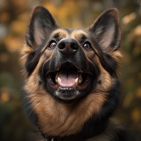 德国牧羊犬开心大笑