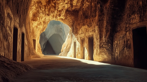 神秘山洞内部通道景象