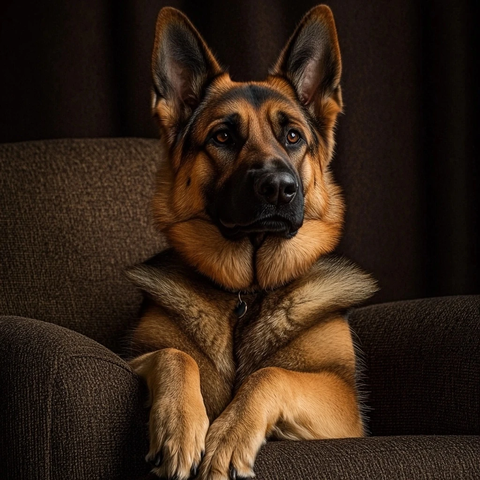 德国牧羊犬躺卧躺椅棕色背景