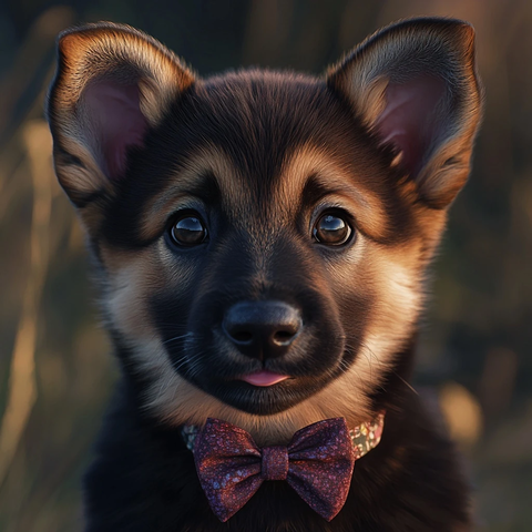 德国牧羊犬幼犬微笑特写