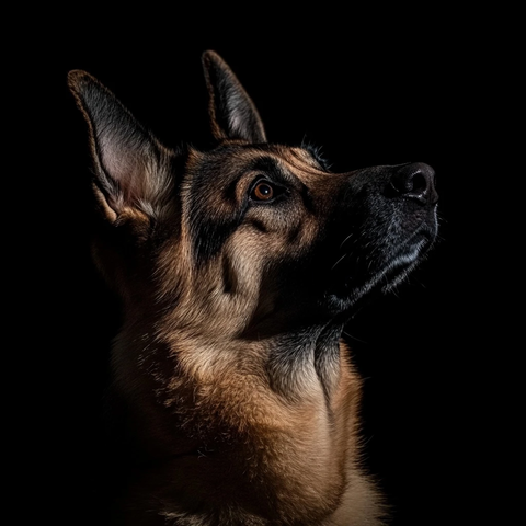 德国牧羊犬夜空凝视