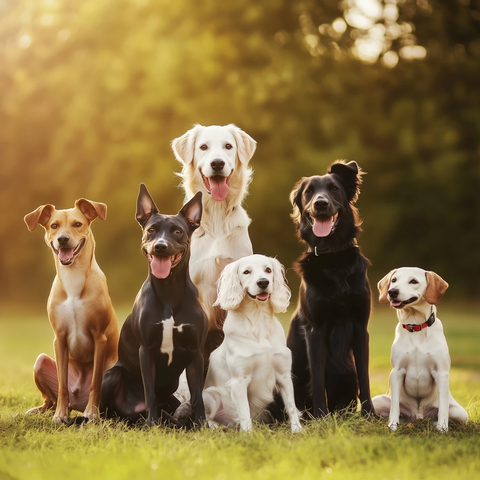 多品种狗狗户外聚会