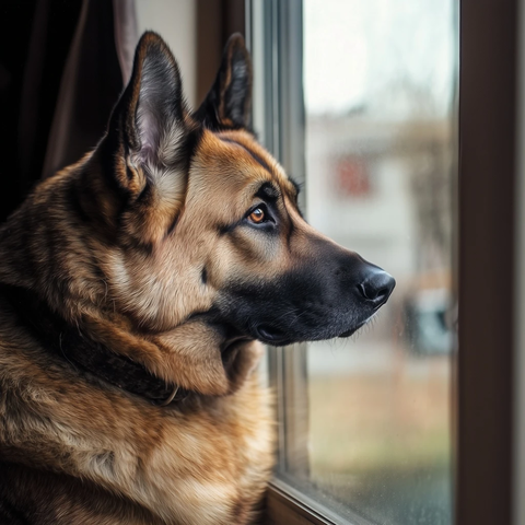 德国牧羊犬张嘴在家中
