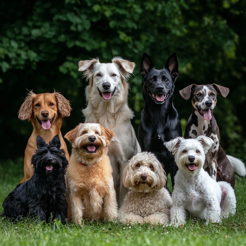 多品种狗公园合影