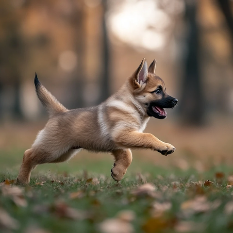 小狗奔跑侧面展示肌肉线条