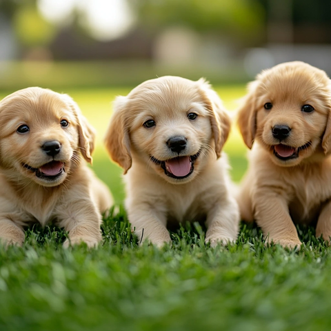 小狗草地休息瞬间