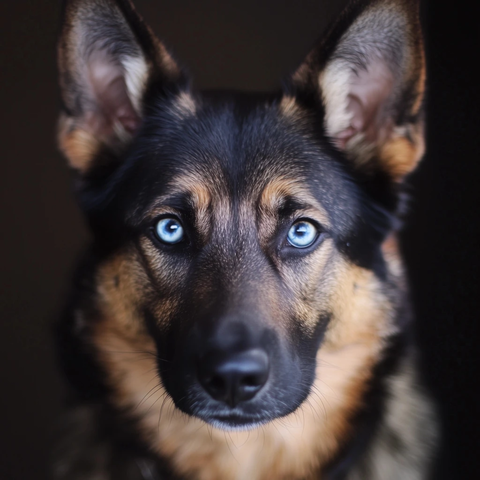 黑棕德牧混血蓝眼犬