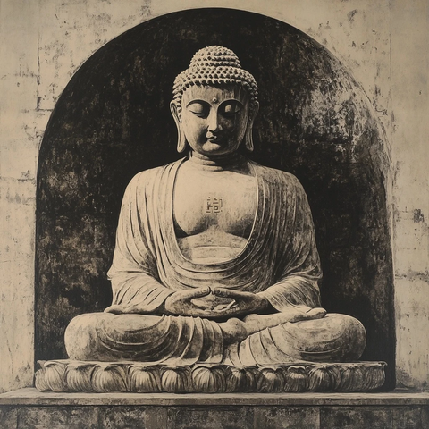 石洞内的佛像雕塑