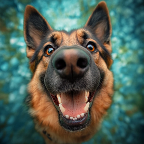 德国牧羊犬微笑展示牙齿