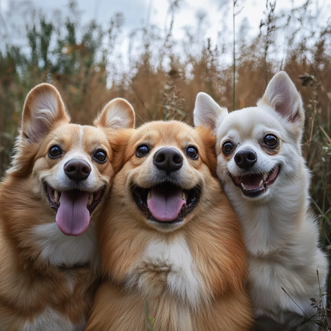 柯基金毛吉娃娃合影