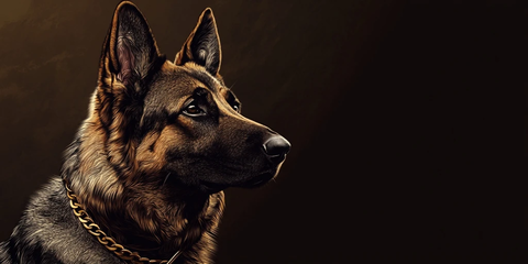 德国牧羊犬佩戴黄金项链