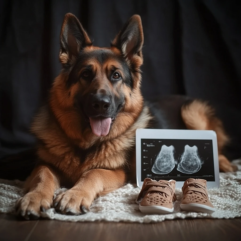 德牧躺地超声照片鞋