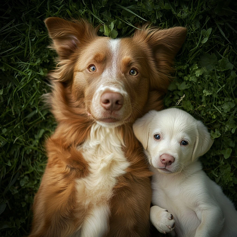 花边牧羊犬与白色拉布拉多