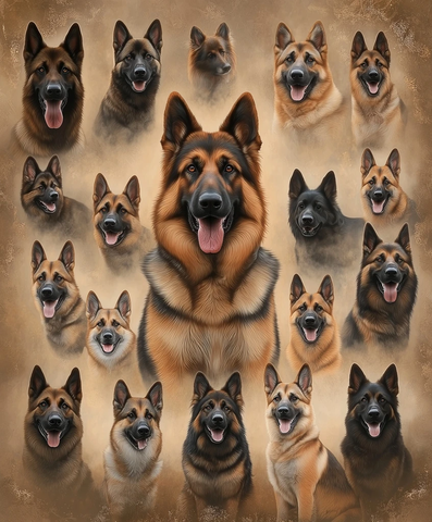 德国牧羊犬群像独特背景