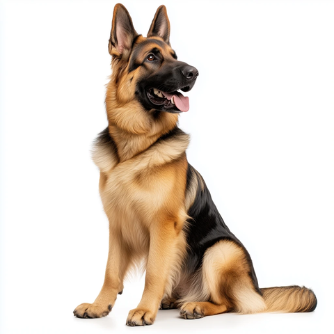 德国牧羊犬坐姿侧视图