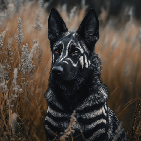 黑白条纹德国牧羊犬