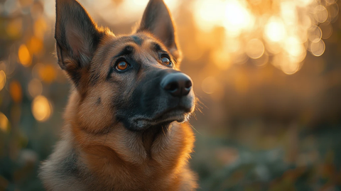 悲伤德国牧羊犬公园独站