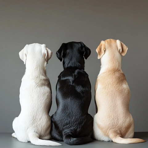 三只拉布拉多并排坐