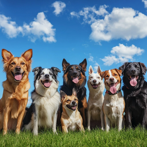 狗狗或坐或站伸舌头