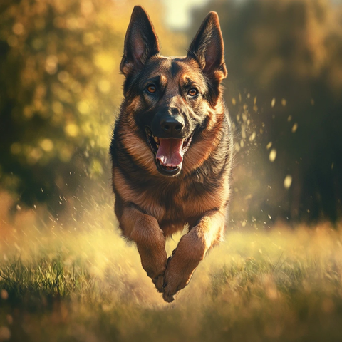 德国牧羊犬追逐镜头