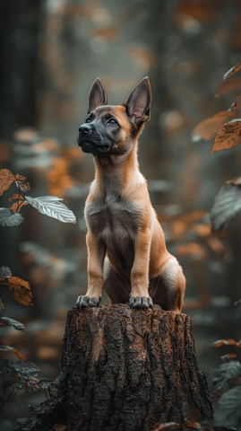 马里努阿犬幼犬树桩森林