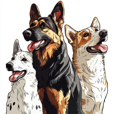 三只狗狗卡通形象