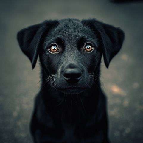 黑狗凝视镜头特写