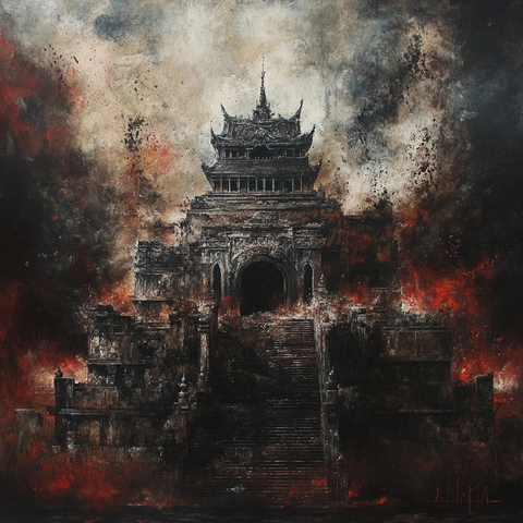 燃烧中的古建筑