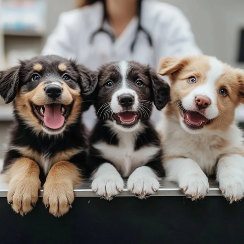 小狗玩耍兽医诊所