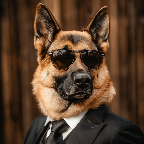 德国牧羊犬穿西装戴墨镜