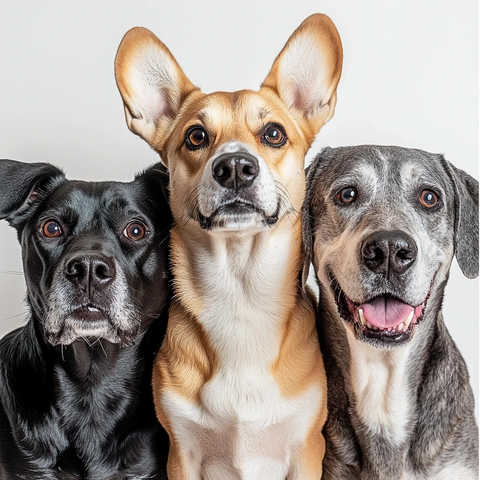 三只狗的欢乐肖像