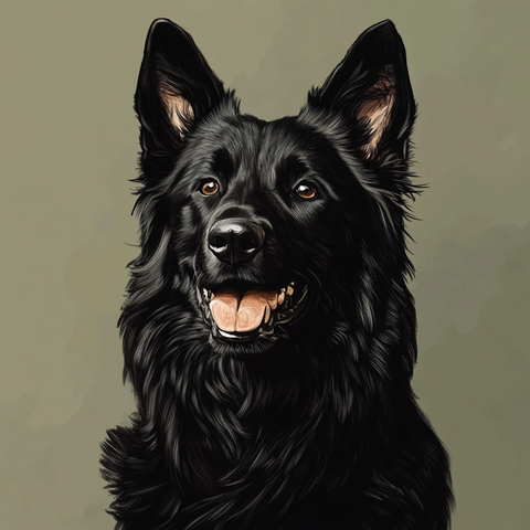 德国牧羊犬黑色站立