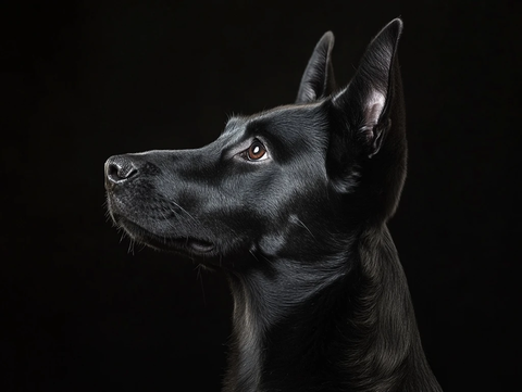 黑背犬斜侧视图