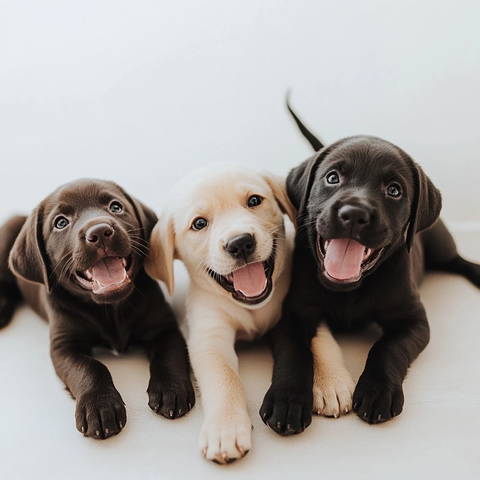 拉布拉多幼犬玩耍三色互动