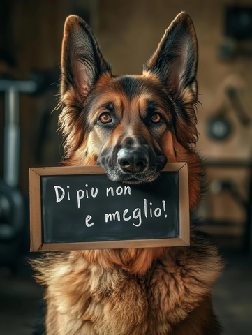 德国牧羊犬叼粉笔板幽默肖像