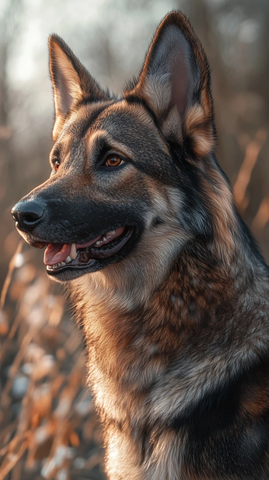 狼犬侧面肖像微张嘴