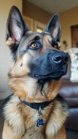 德国牧羊犬坐姿警觉