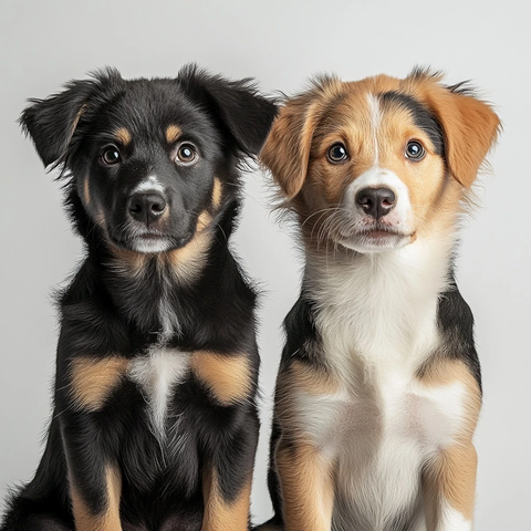 两只不同品种的可爱狗狗