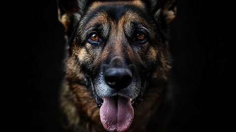 德国牧羊犬岁舌出悲伤表情