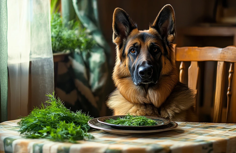 德国牧羊犬餐桌静物