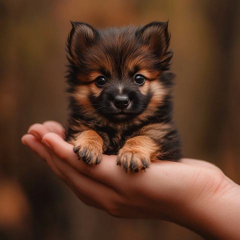 迷你德国牧羊犬平衡掌心