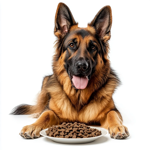 德国牧羊犬进食正面