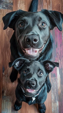 黑拉布拉多与边牧陪伴幼犬