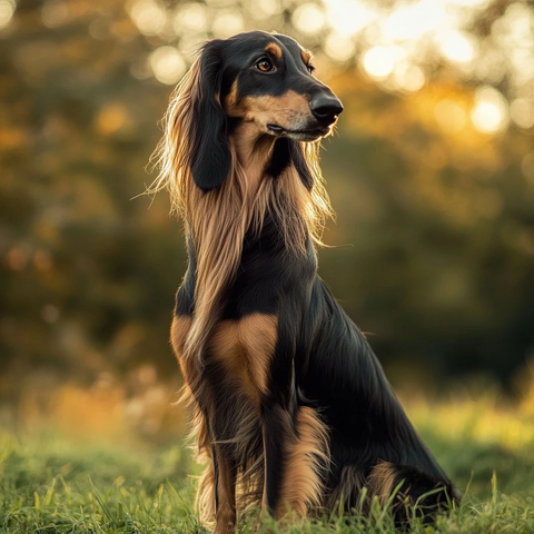 阿富汗猎犬户外站立