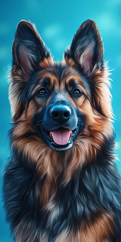 德国牧羊犬卡通插画