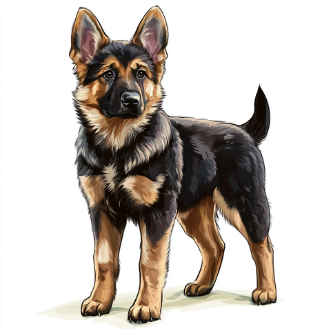 德国牧羊犬站立插画