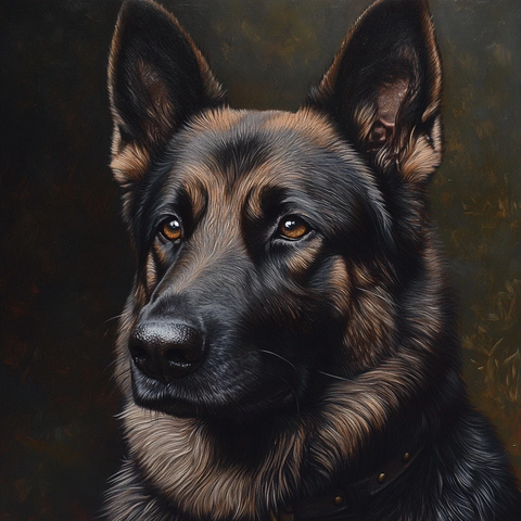 德国牧羊犬肖像画