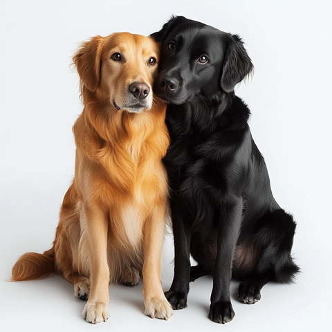 两只狗亲密依偎在一起