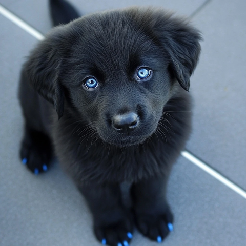 黑白色混血小狗蓝眼蓝爪